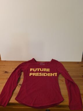 Simply Styled Maroon Long-Sleeve Tee with Gold 'Future President' Print